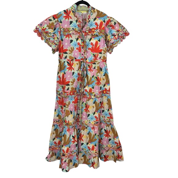 NEW Celia B Freya Dress Floral Multicolor Button Down Maxi Dress A-line Large - Picture 3 of 14